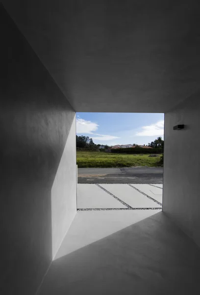 Exterior grey microcement floor and walls